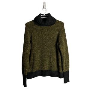 Cynthia Rowley Women's Green Speckled Wool Knit Turtleneck Sweater